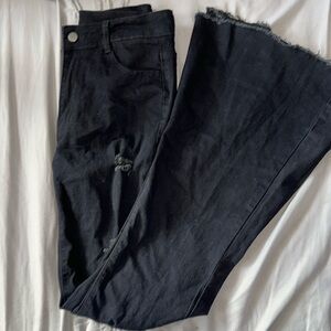 Black Shein Flare Ripped Jeans